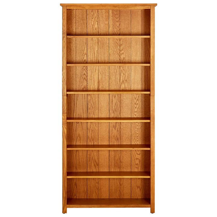 bogreol med 7 hylder 90x22,5x200 cm massivt egetræ