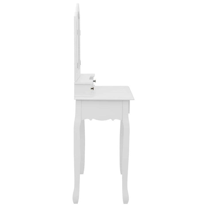 sminkebordssæt med taburet 80x69x141 cm kejsertræ hvid