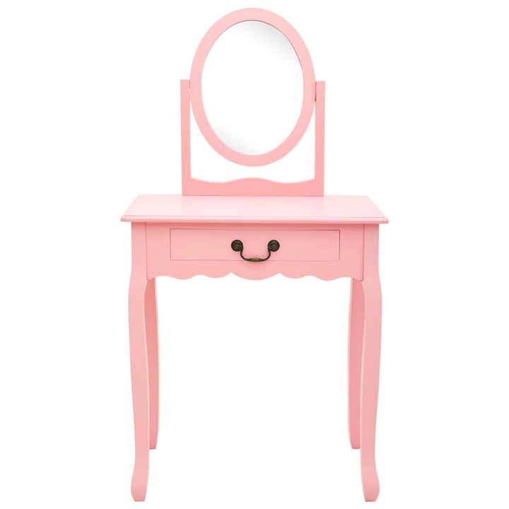 kosmetikbord med taburet 65x36x128 cm kejsertræ MDF pink