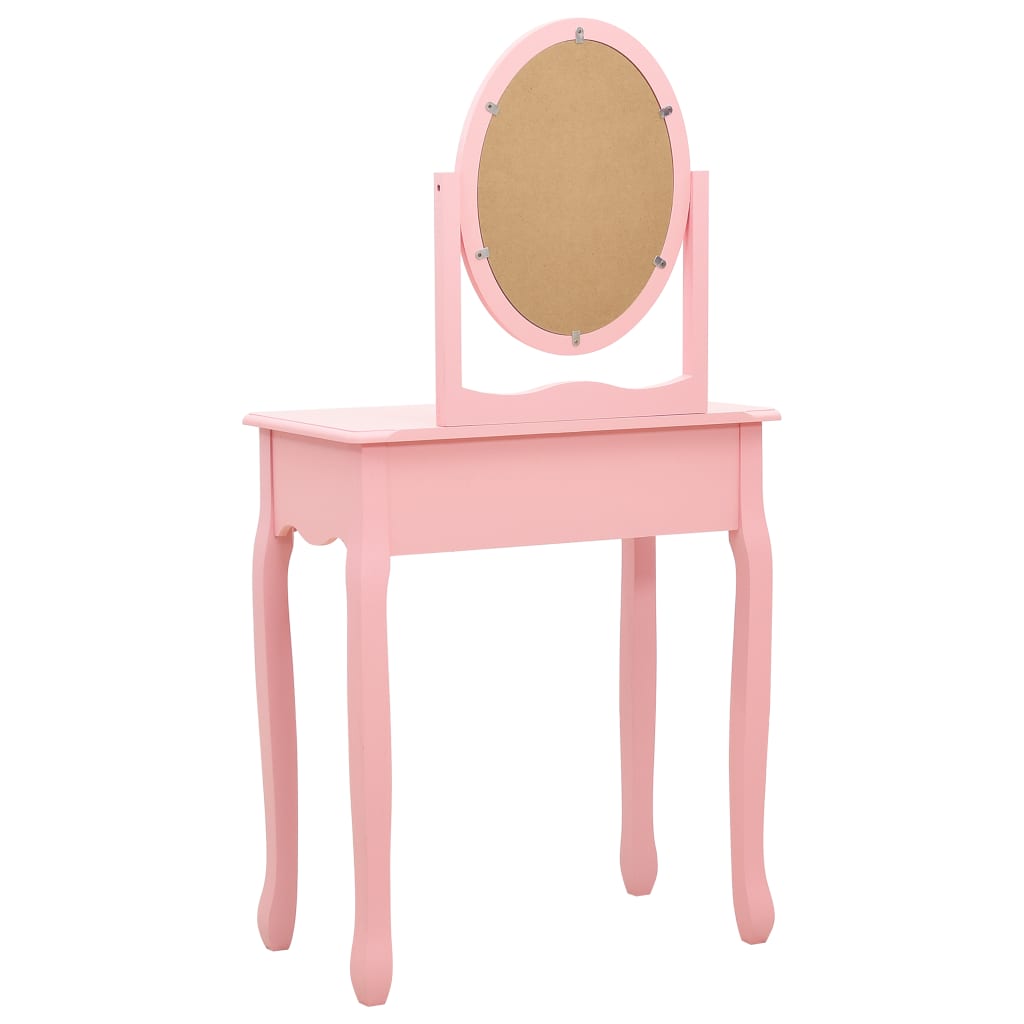 kosmetikbord med taburet 65x36x128 cm kejsertræ MDF pink