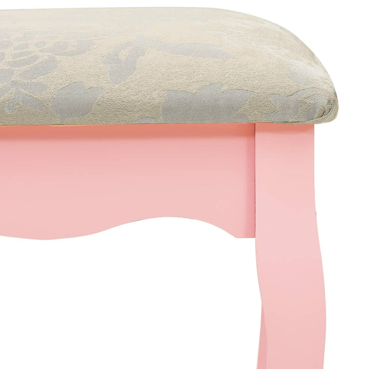kosmetikbord med taburet 65x36x128 cm kejsertræ MDF pink