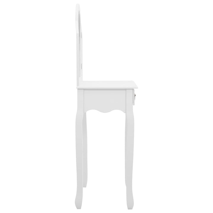 kosmetikbord med taburet 65x36x128 cm kejsertræ MDF hvid