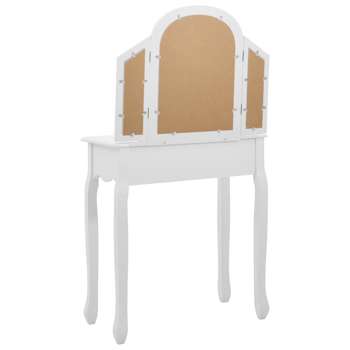 kosmetikbord med taburet 65x36x128 cm kejsertræ MDF hvid