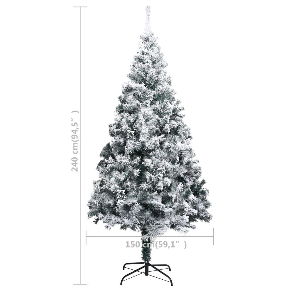 kunstigt juletræ med sne 240 cm PVC grøn