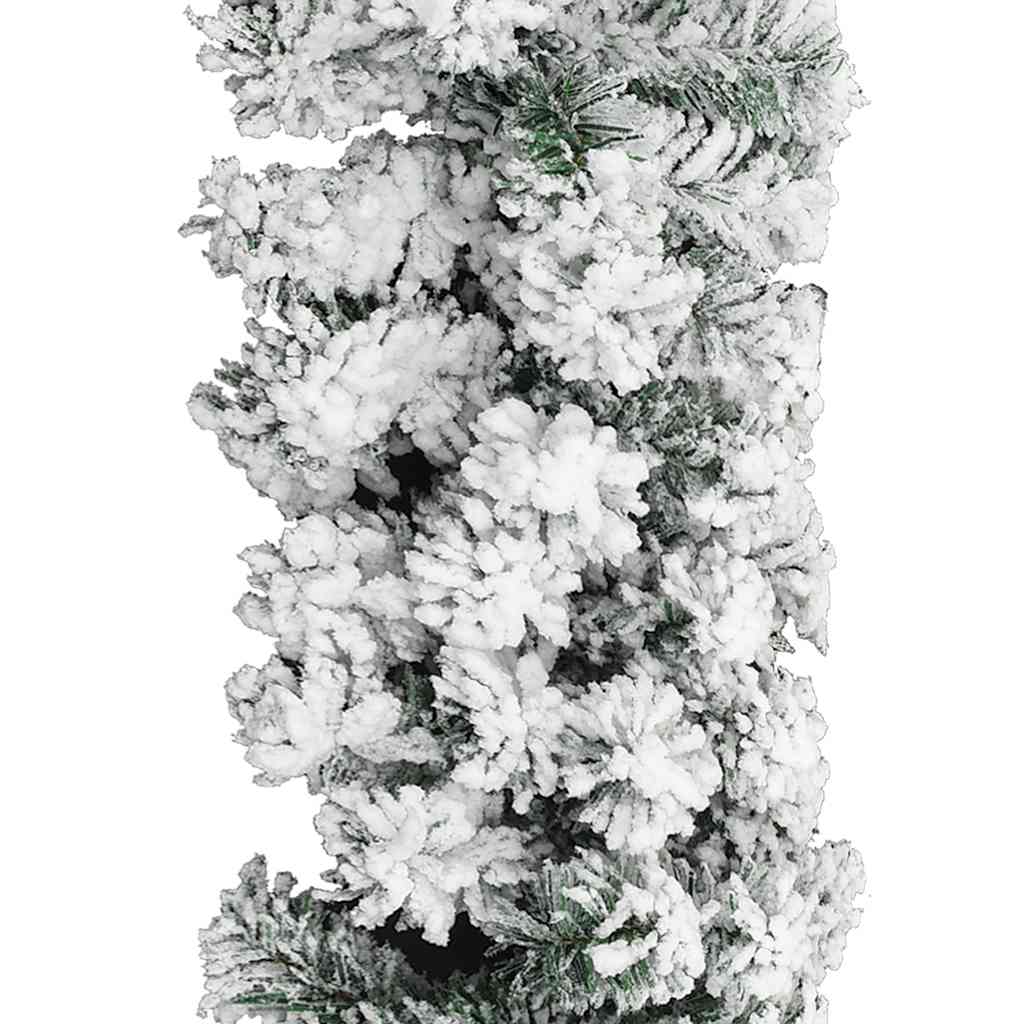 juleguirlande med puddersne 20 m PVC grøn