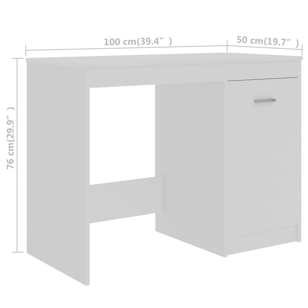skrivebord hvid 140x50x76 cm konstrueret træ