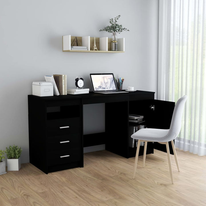 skrivebord 140x50x76 cm konstrueret træ sort