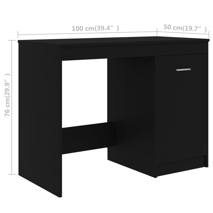 skrivebord 140x50x76 cm konstrueret træ sort