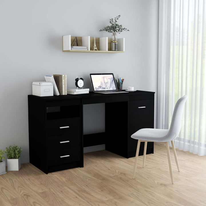 skrivebord 140x50x76 cm konstrueret træ sort