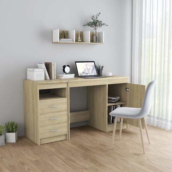 skrivebord 140x50x76 cm konstrueret træ sonoma-eg