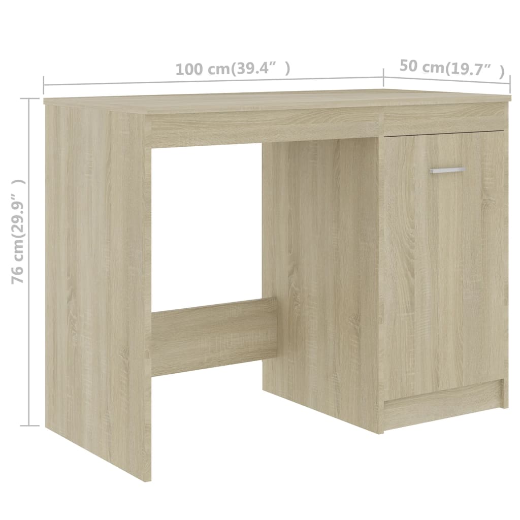 skrivebord 140x50x76 cm konstrueret træ sonoma-eg