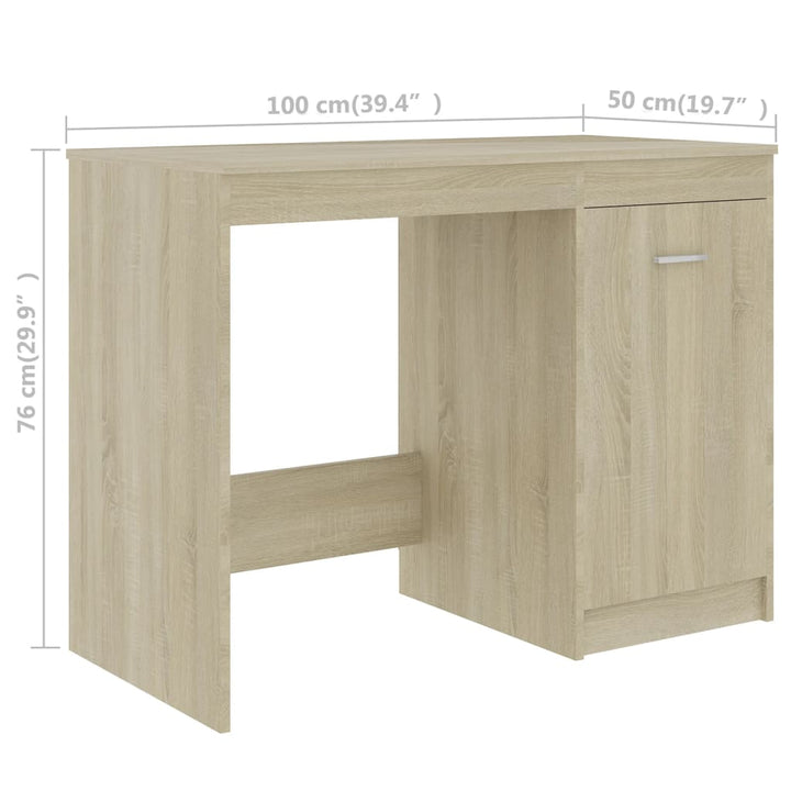skrivebord 140x50x76 cm konstrueret træ sonoma-eg