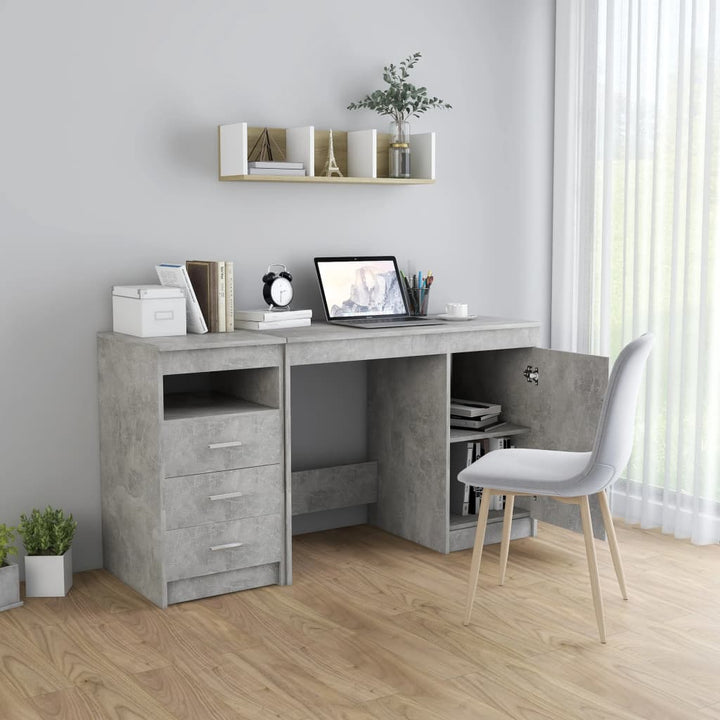 skrivebord 140x50x76 cm konstrueret træ betongrå