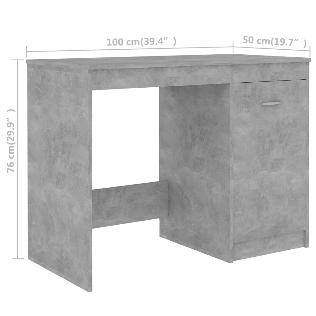 skrivebord 140x50x76 cm konstrueret træ betongrå