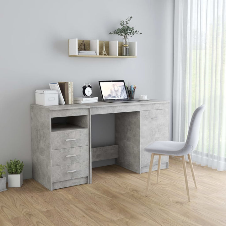 skrivebord 140x50x76 cm konstrueret træ betongrå