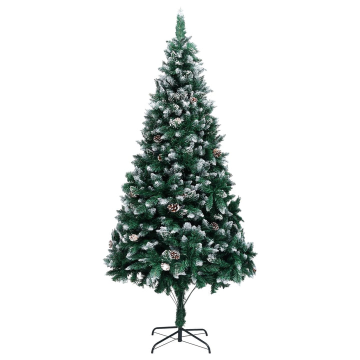 kunstigt juletræ med grankogler og hvid sne 240 cm