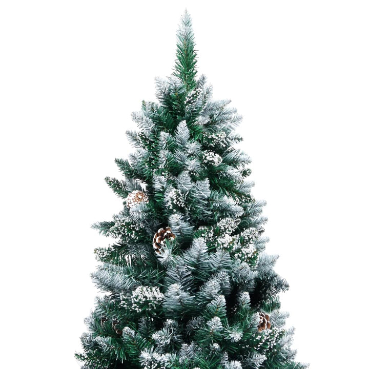 kunstigt juletræ med grankogler og hvid sne 240 cm