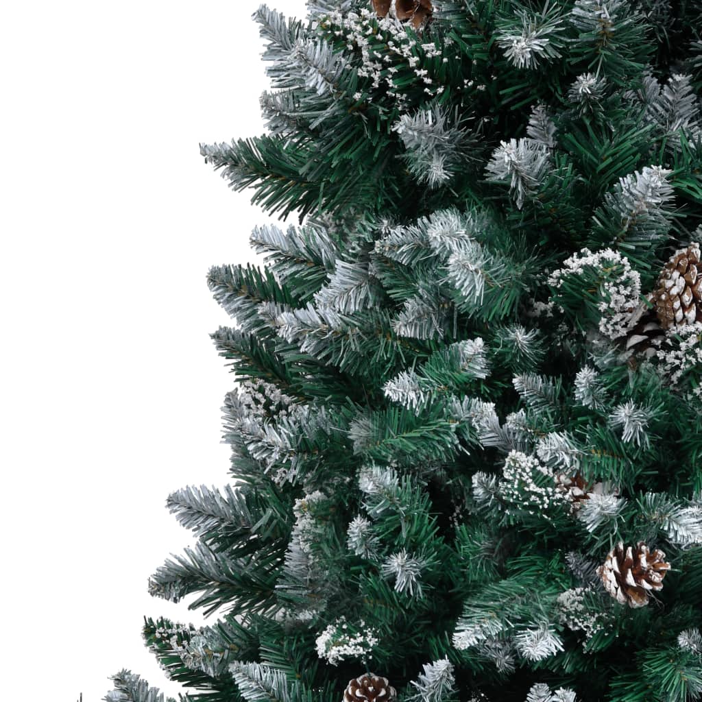 kunstigt juletræ med grankogler og hvid sne 240 cm