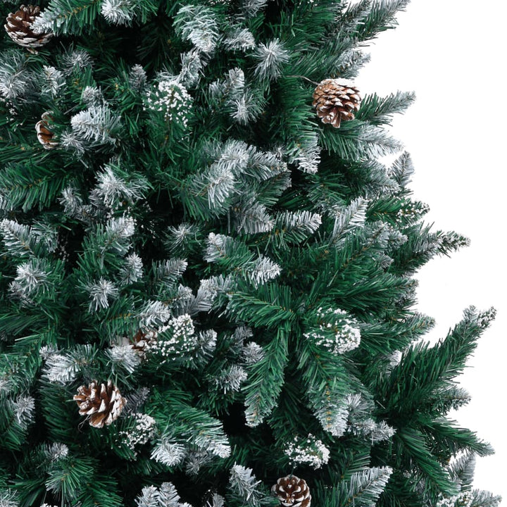 kunstigt juletræ med grankogler og hvid sne 240 cm