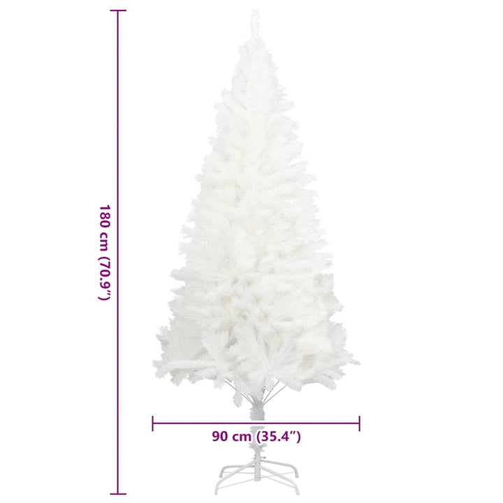 kunstigt juletræ med naturtro nåle 180 cm hvid