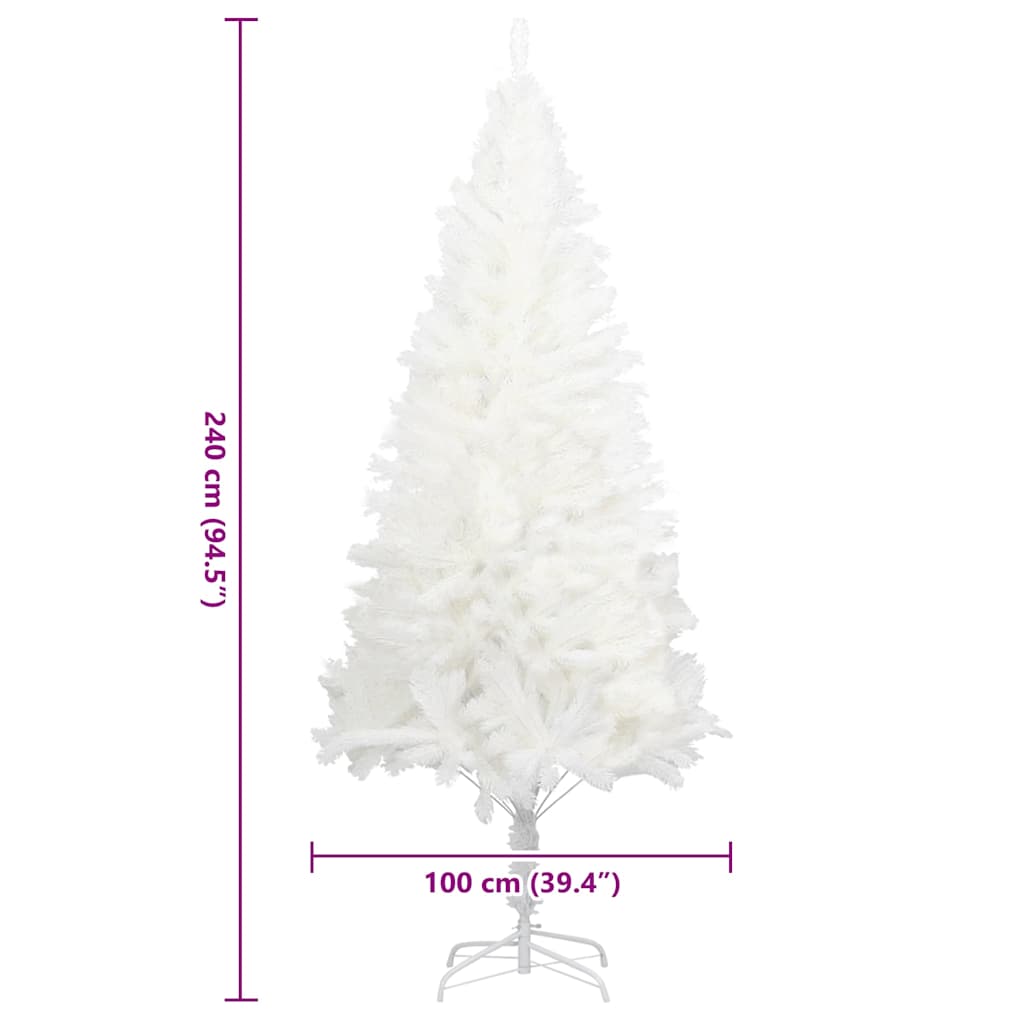 kunstigt juletræ med naturtro nåle 240 cm hvid