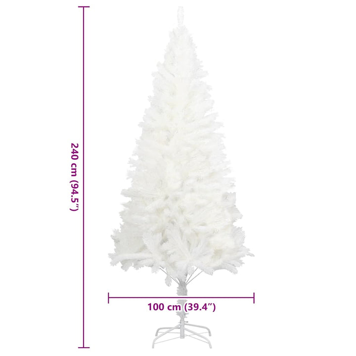 kunstigt juletræ med naturtro nåle 240 cm hvid