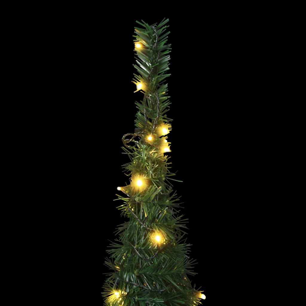 kunstigt pop op-juletræ med lys 210 cm grøn