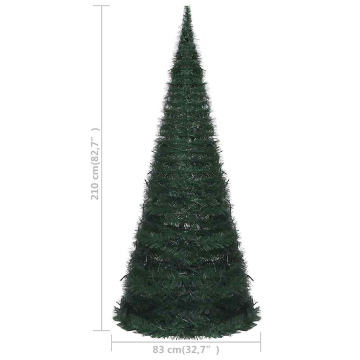 kunstigt pop op-juletræ med lys 210 cm grøn