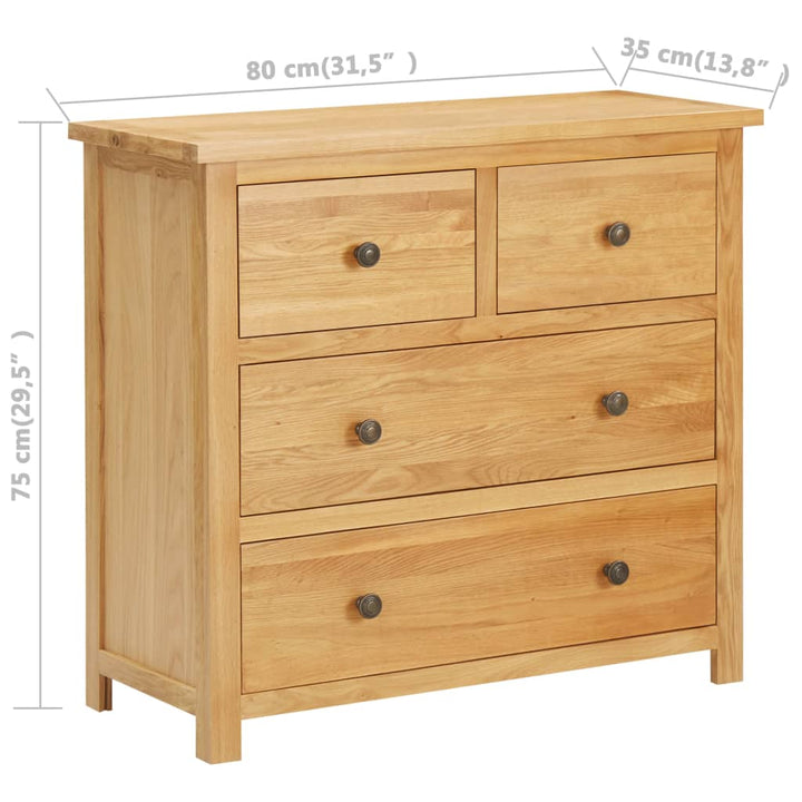 kommode 80x35x75 cm massivt egetræ