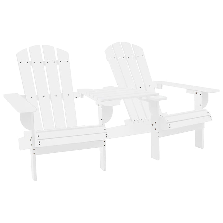 Adirondack-havestole med bord massivt grantræ hvid