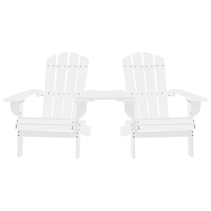 Adirondack-havestole med bord massivt grantræ hvid