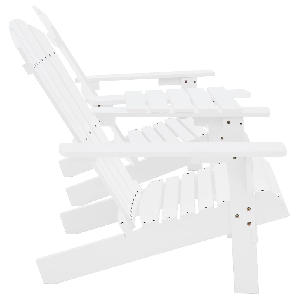 Adirondack-havestole med bord massivt grantræ hvid