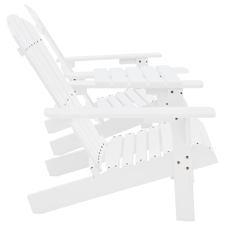 Adirondack-havestole med bord massivt grantræ hvid