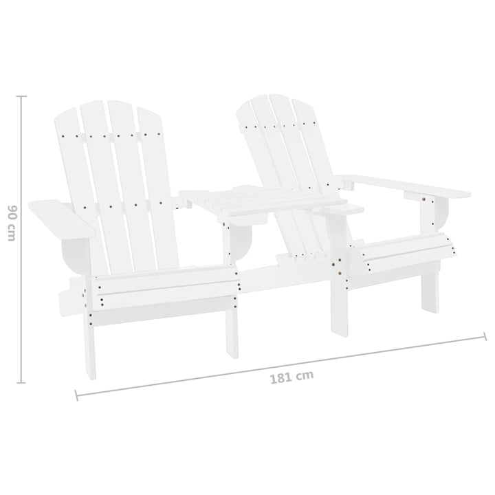 Adirondack-havestole med bord massivt grantræ hvid