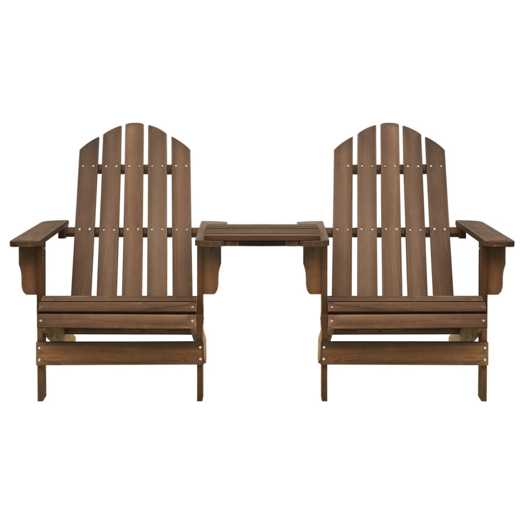 Adirondack-havestole med bord massivt grantræ brun