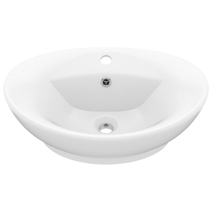 luksuriøs håndvask overløb 58,5x39 cm keramisk oval mat hvid
