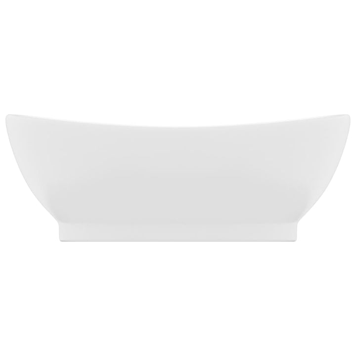 luksuriøs håndvask overløb 58,5x39 cm keramisk oval mat hvid