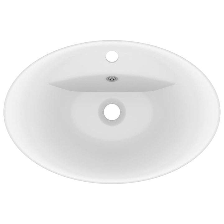 luksuriøs håndvask overløb 58,5x39 cm keramisk oval mat hvid