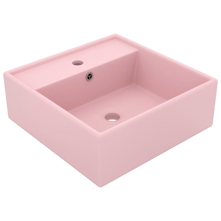 luksuriøs håndvask overløb 41x41 cm keramik firkantet mat pink