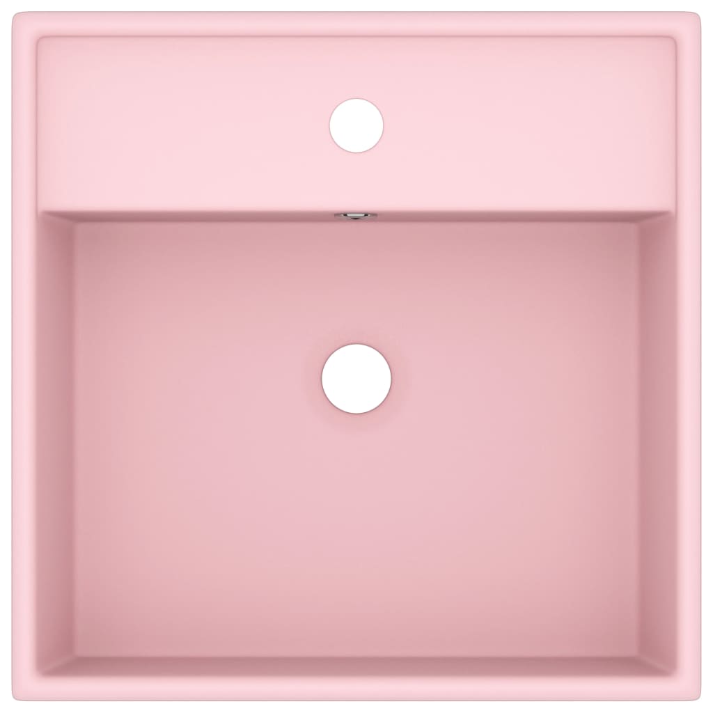 luksuriøs håndvask overløb 41x41 cm keramik firkantet mat pink