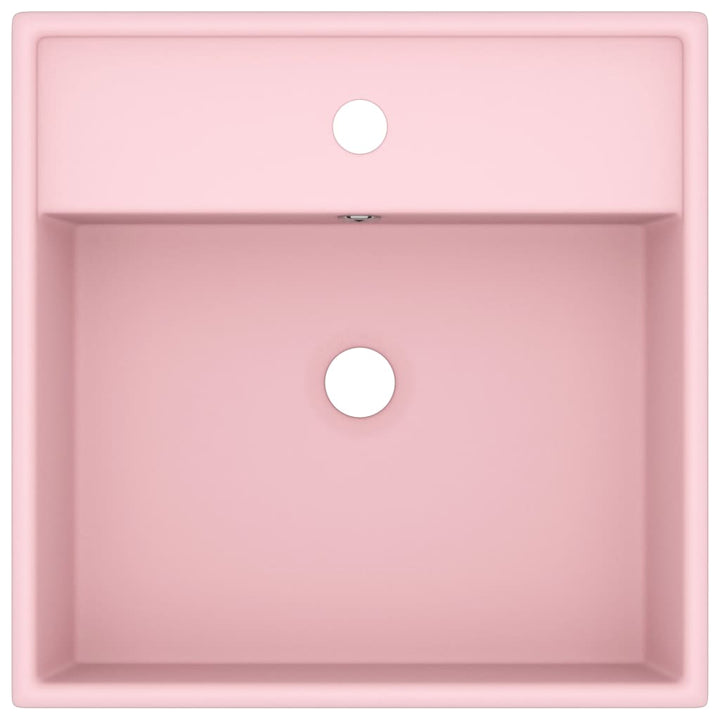 luksuriøs håndvask overløb 41x41 cm keramik firkantet mat pink