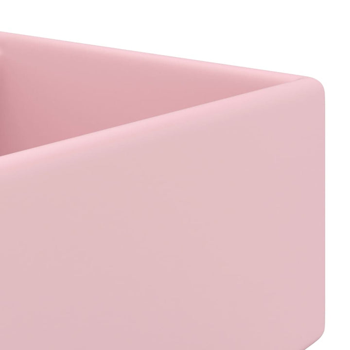 luksuriøs håndvask overløb 41x41 cm keramik firkantet mat pink