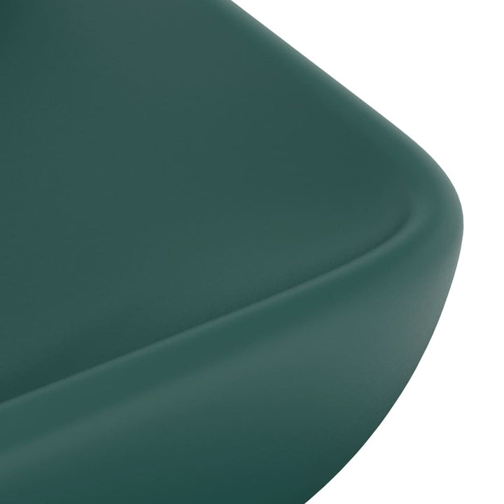 luksuriøs håndvask 71x38 cm rektangulær keramik mat mørkegrøn