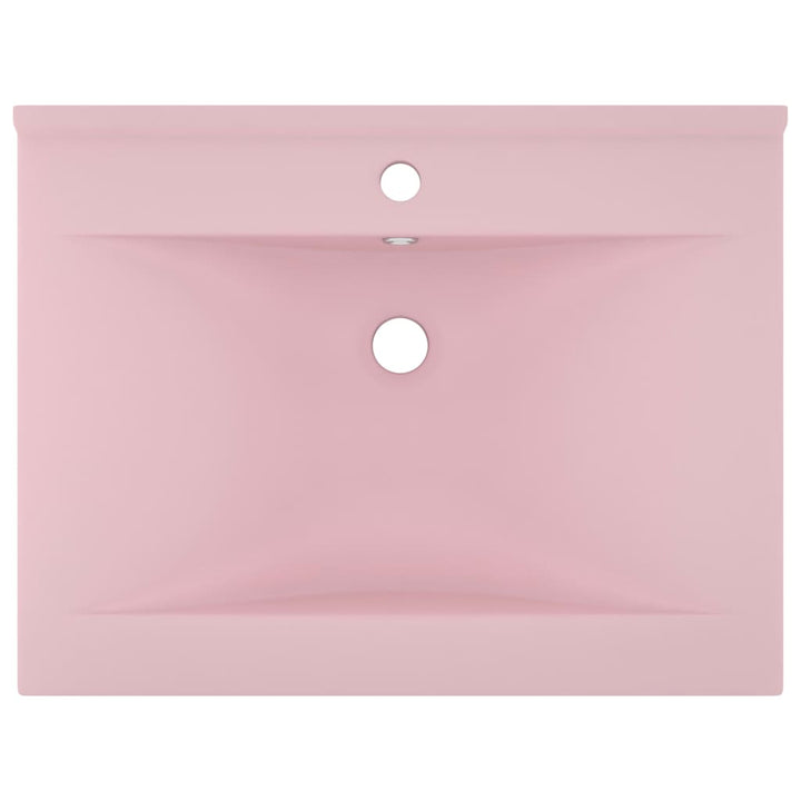 luksuriøs håndvask med vandhanehul 60x46 cm keramisk mat pink