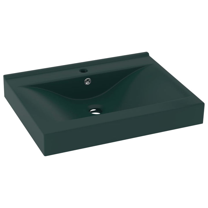 luksuriøs håndvask vandhanehul 60x46 cm keramik mat mørkegrøn