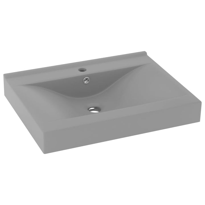 luksuriøs håndvask m. vandhanehul 60x46 cm keramik mat lysegrå