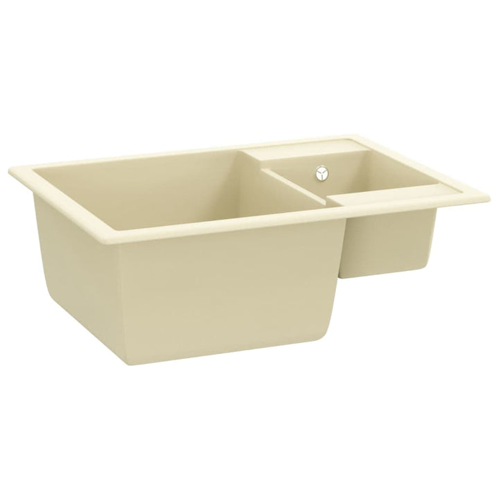 dobbelt køkkenvask med overløbshul granit beige