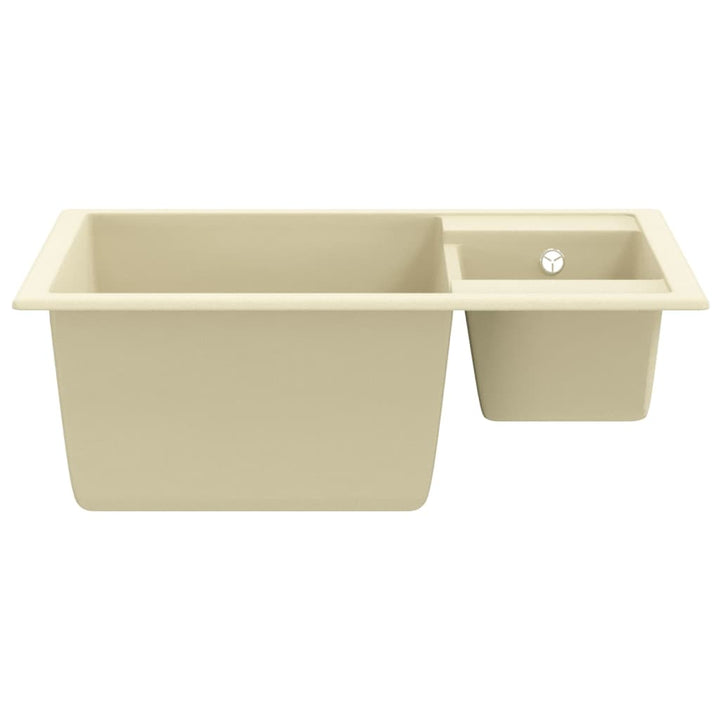 dobbelt køkkenvask med overløbshul granit beige