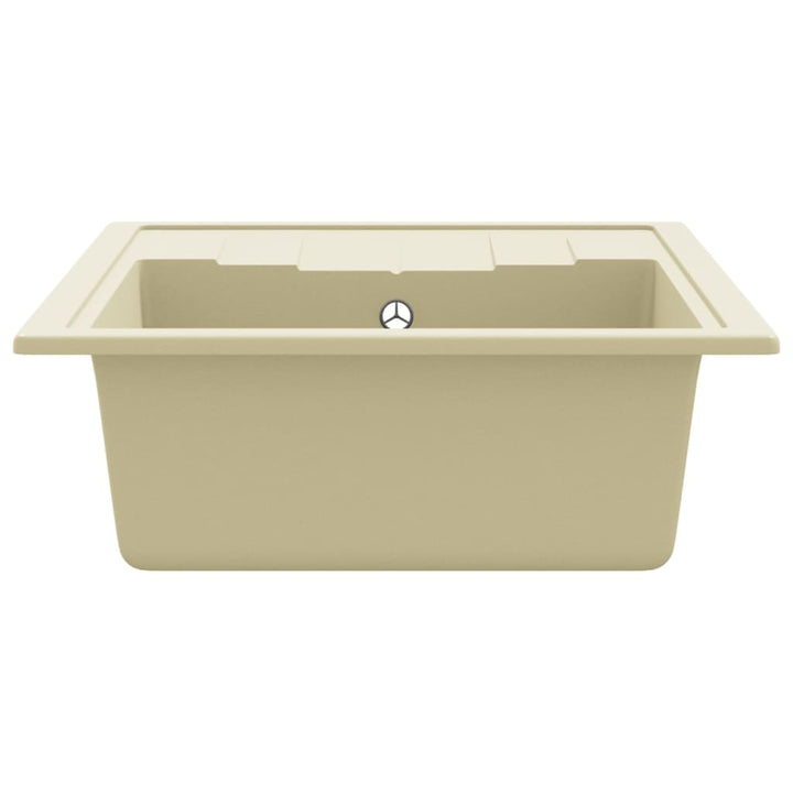 køkkenvask med overløbshul oval granit beige