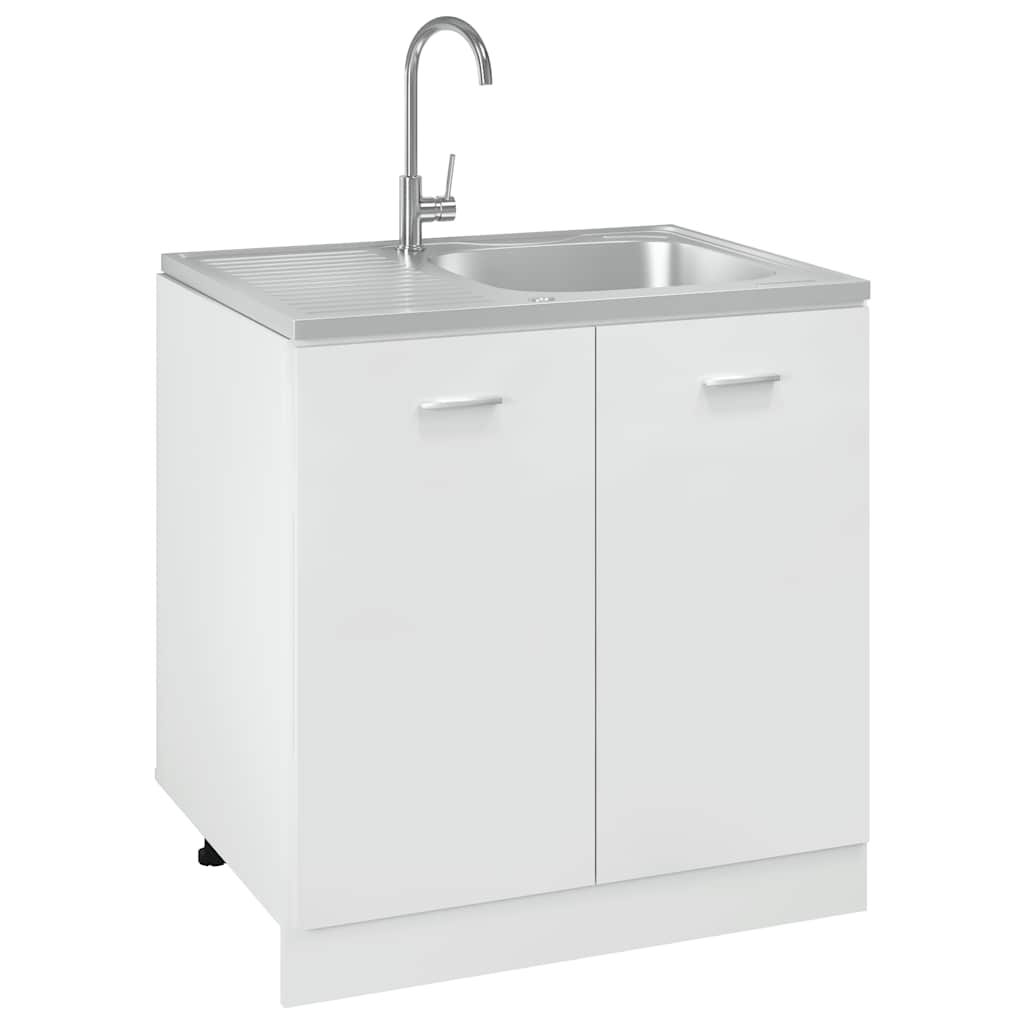 køkkenvask med afløbssæt 800x600x155 mm rustfrit stål sølv